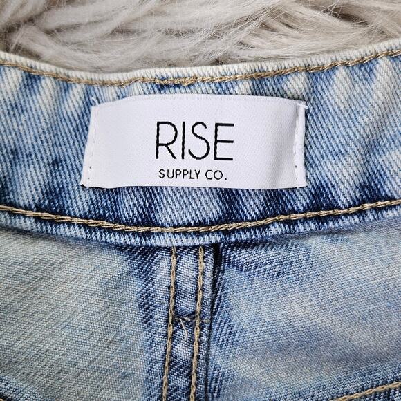 Rise Supply Co Size 7 Acid Wash Cargo Dad Jorts Y2K Utility Denim Streetwear - Picture 8 of 13